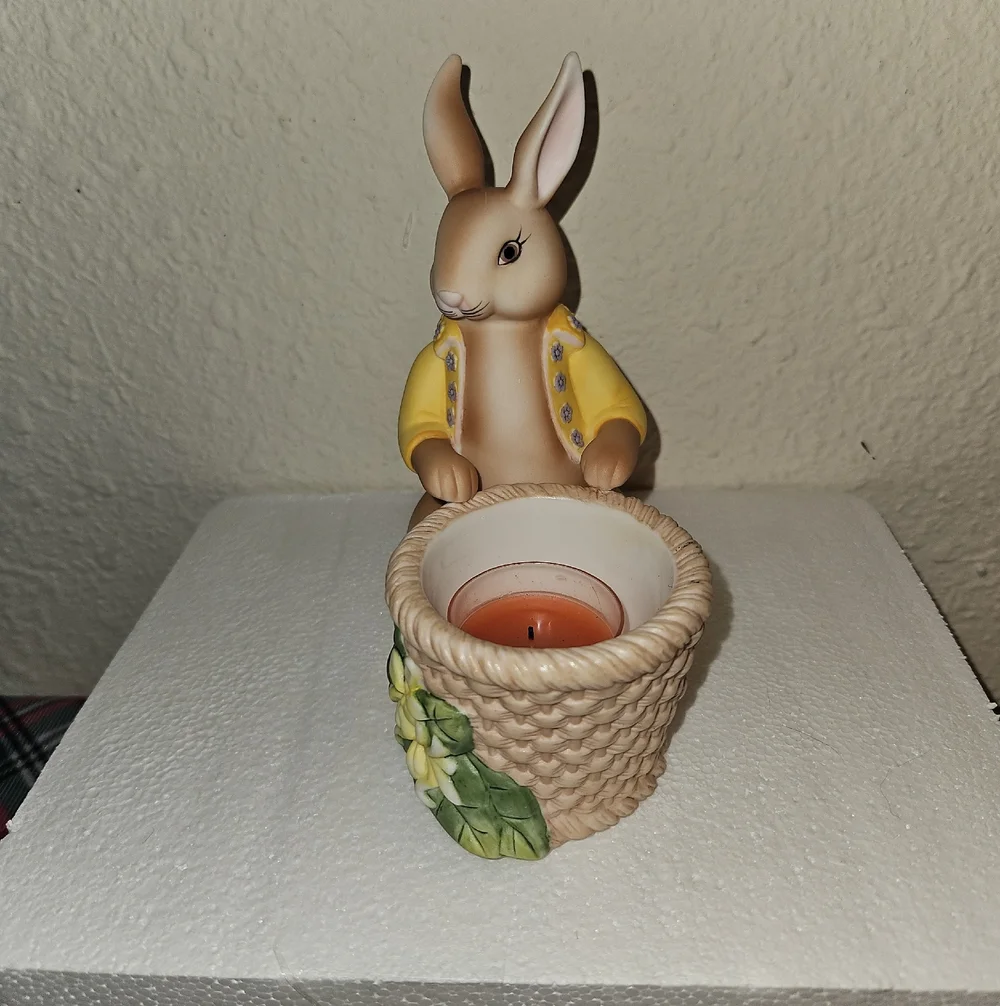 PartyLite Easter Bunny Bertie & Bea Votive Candle Holder Holiday Table Decor Set - Picture 4 of 13
